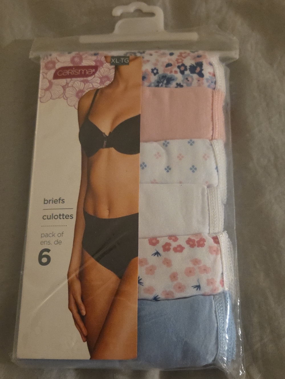 Charisma Women’s 6-Pack Briefs in Pink, Blue, White & Floral